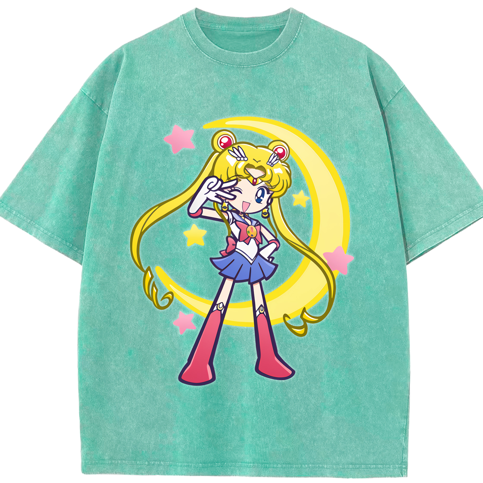 （画像用） 美少女戦士セーラームーン 月野 うさぎ つきの うさぎ Sailor Moon Tsukino Usagi 綿100% ヴィンテージ風 半袖Tシャツ（フロントプリント）